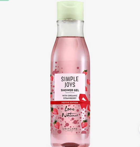 Simple Joys Shower Gel with Organic Strawberry Festive Edition Love Nature