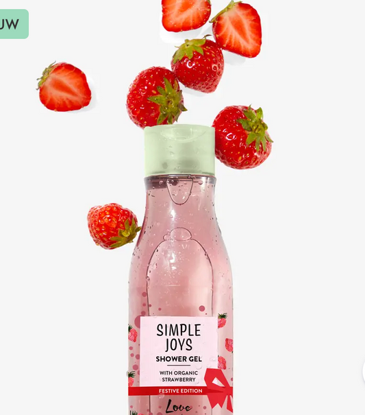 Simple Joys Shower Gel with Organic Strawberry Festive Edition Love Nature
